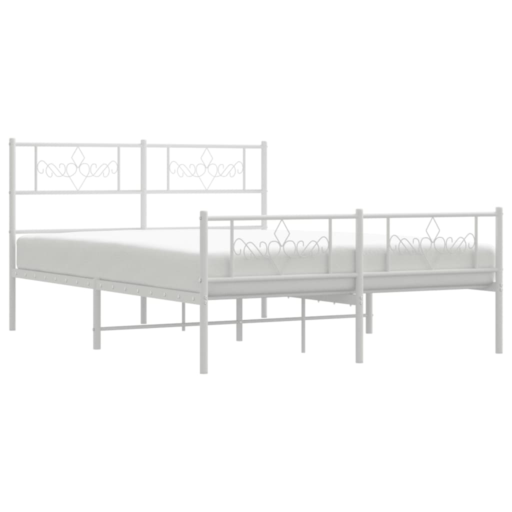 Metal Bed Frame with Headboard and Footboard - Black Queen Size