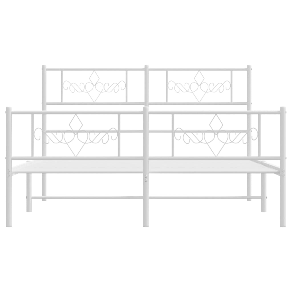 Metal Bed Frame with Headboard and Footboard - Black Queen Size