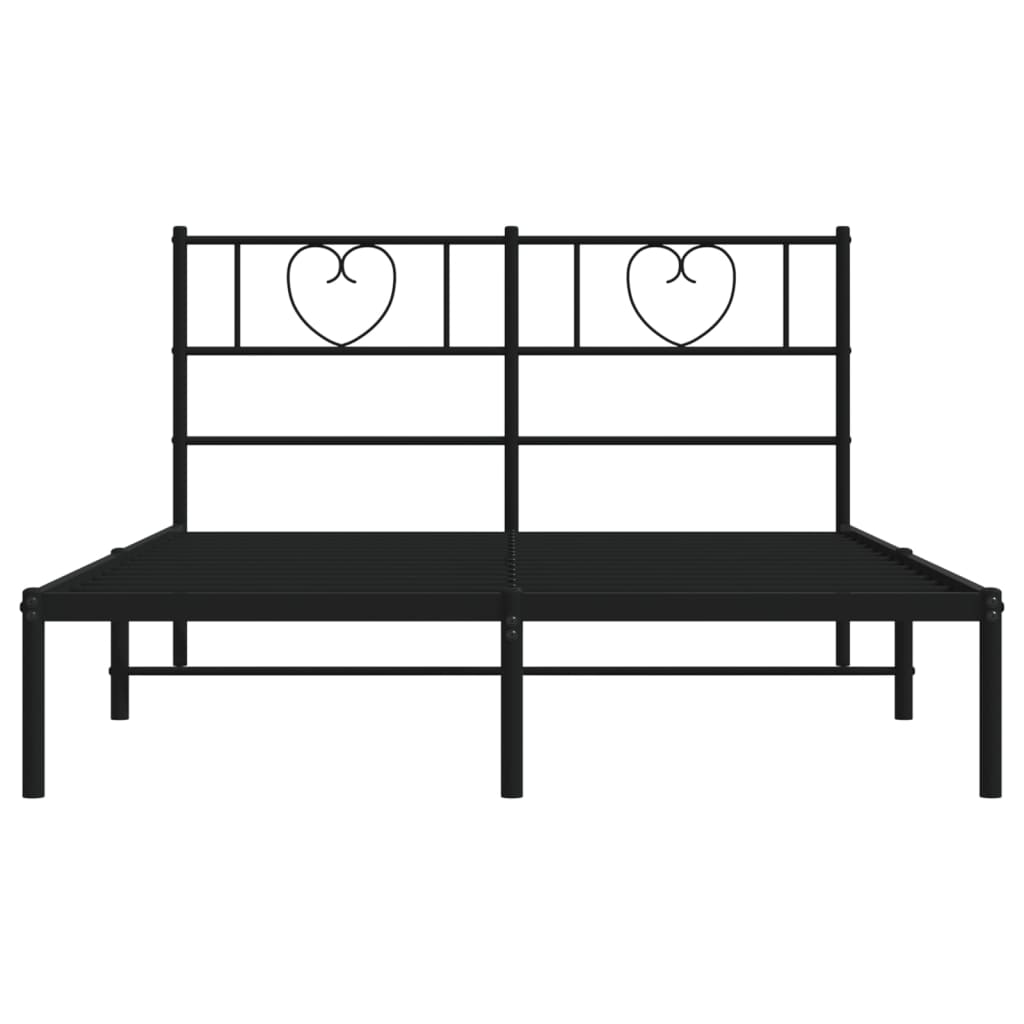 Metal Bed Frame with Headboard-Black Queen