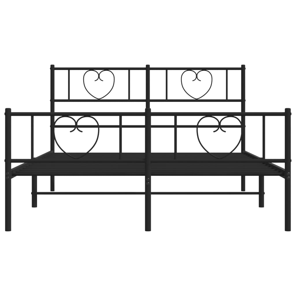 Metal Bed Frame with Headboard and Footboard-Black Queen