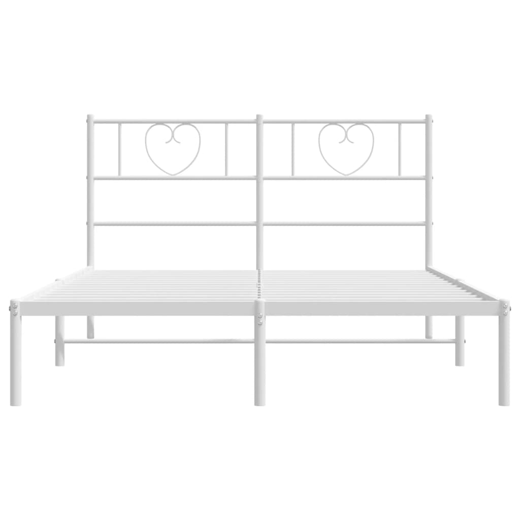 Metal Bed Frame with Headboard - White Queen Size