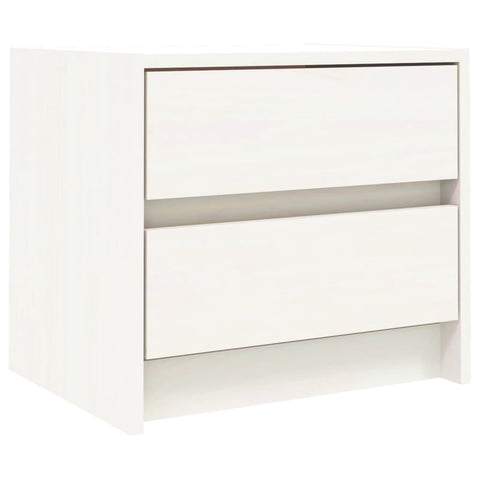 Bedside Cabinet White Solid Wood Pine