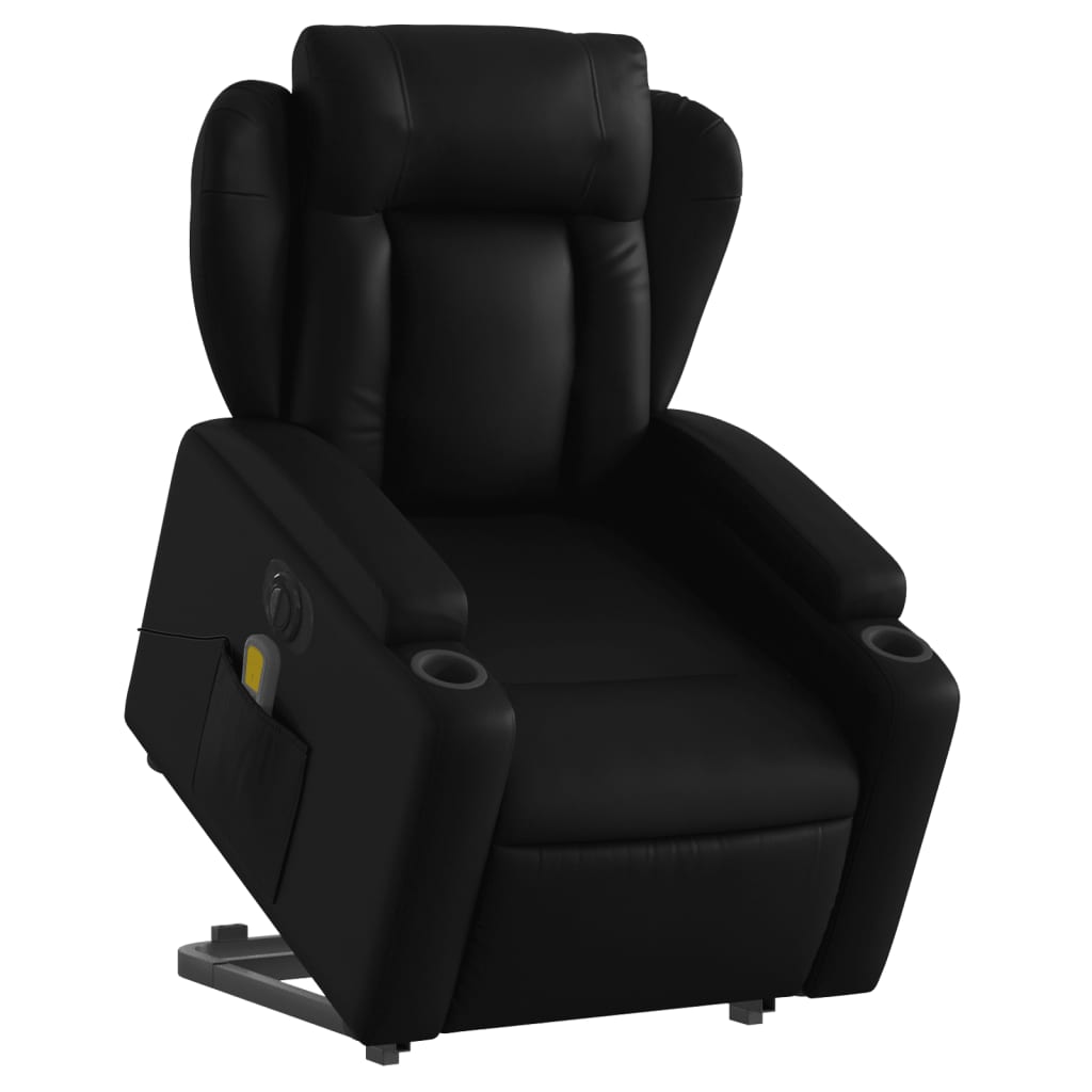 Electric Stand up Massage Recliner Chair Black Faux Leather