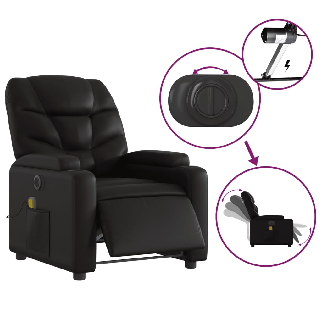 Black Faux Leather Electric Massage Recliner Chair