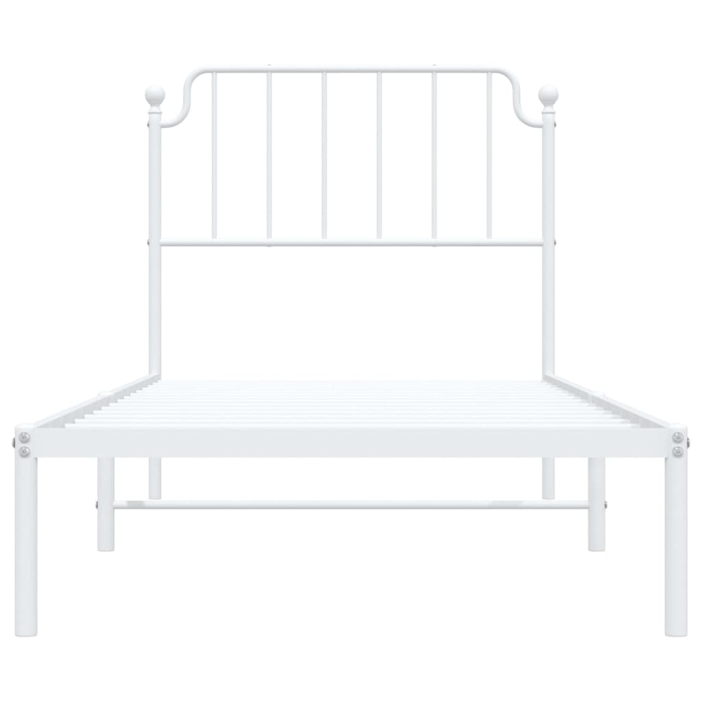 Metal Bed Frame with Headboard White Single Size