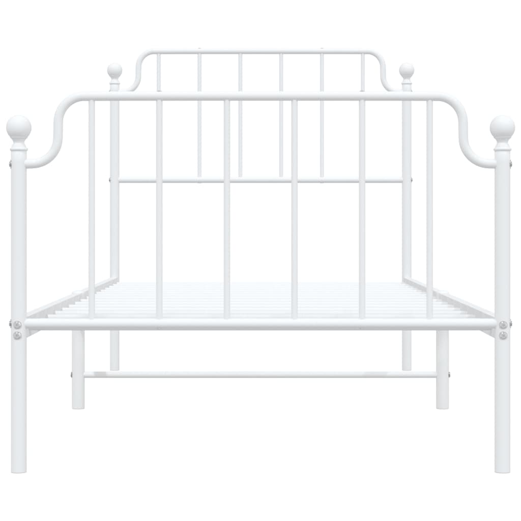 Metal Bed Frame with Headboard and FootboardÂ White Single Size