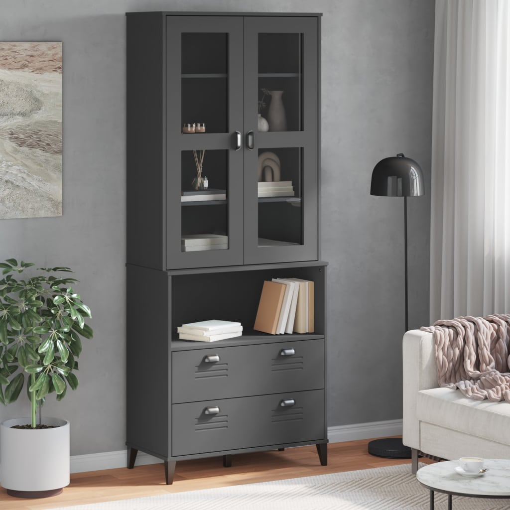 Highboard VIKEN Anthracite Grey Solid Wood Pine