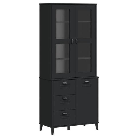 Highboard VIKEN Black Solid Wood Pine