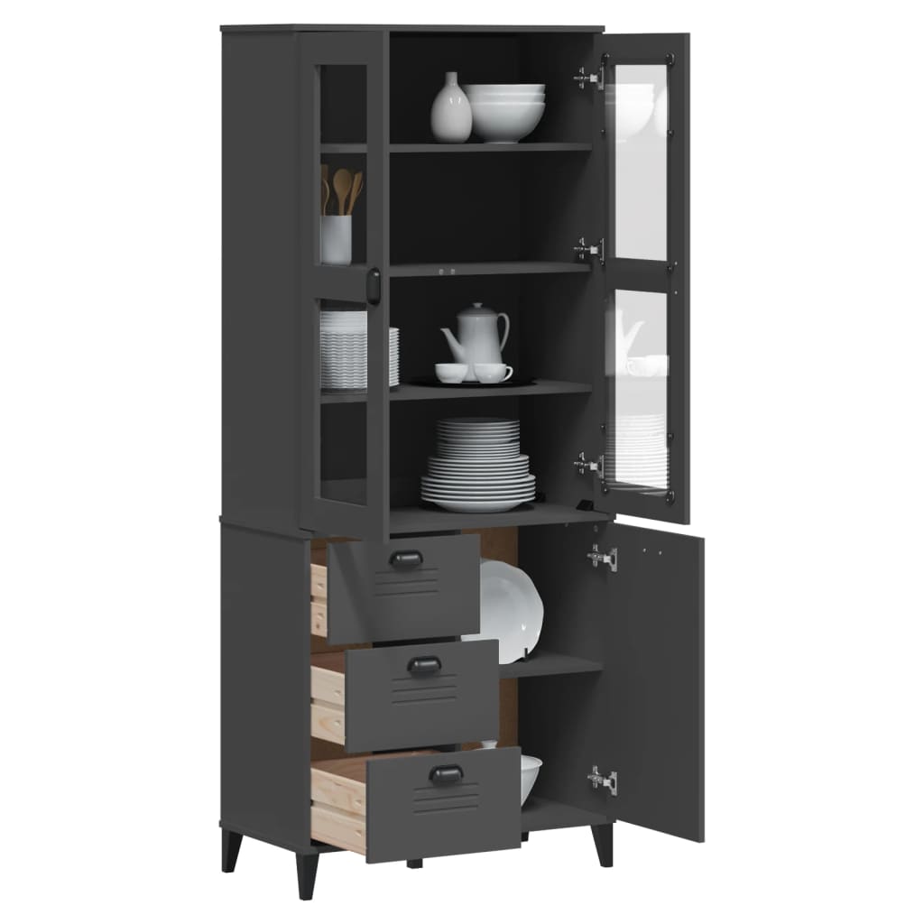 Highboard VIKEN Anthracite  Grey Solid Wood Pine