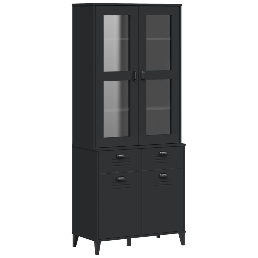 Highboard VIKEN Black Solid Wood Pine