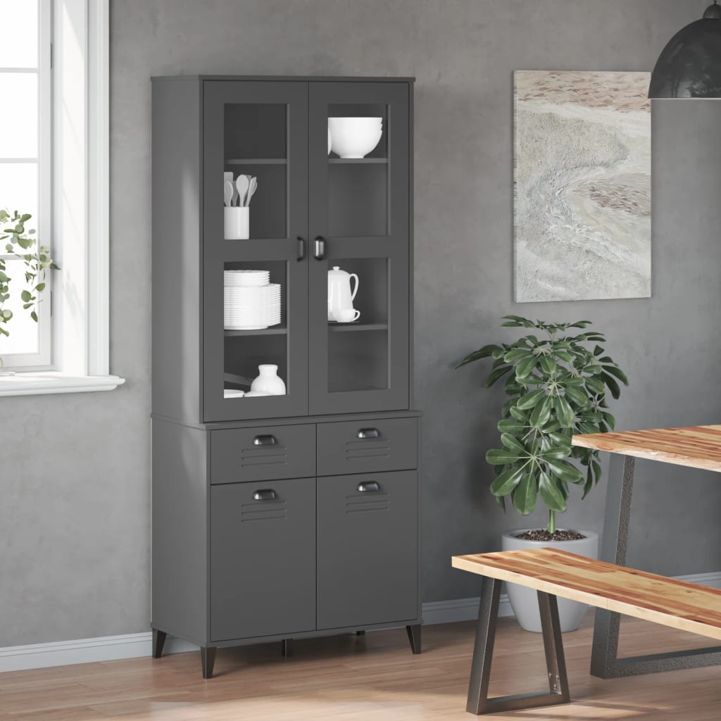 Highboard VIKEN Anthracite  Grey Solid Wood Pine