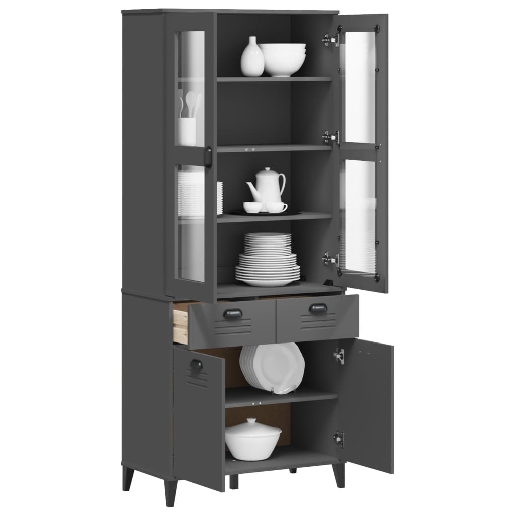 Highboard VIKEN Anthracite  Grey Solid Wood Pine