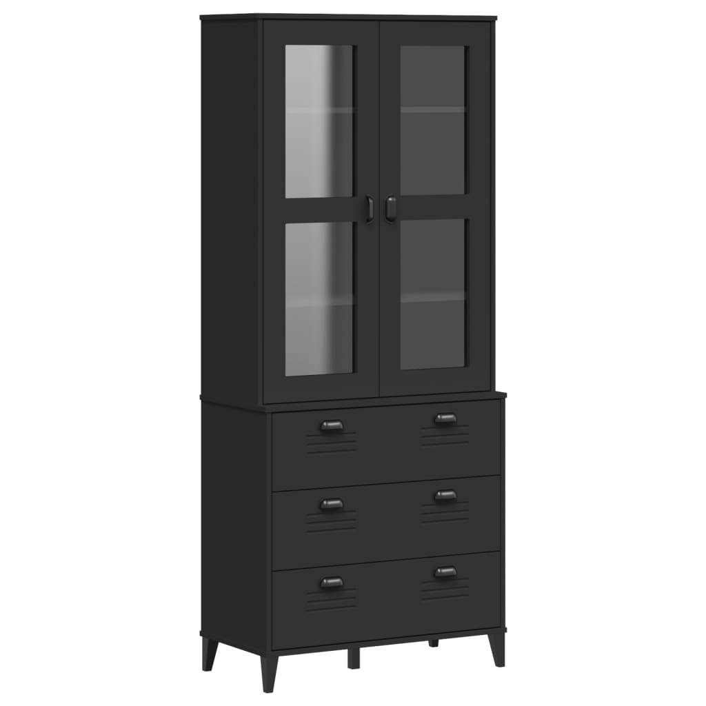 Highboard VIKEN Black Solid Wood Pine