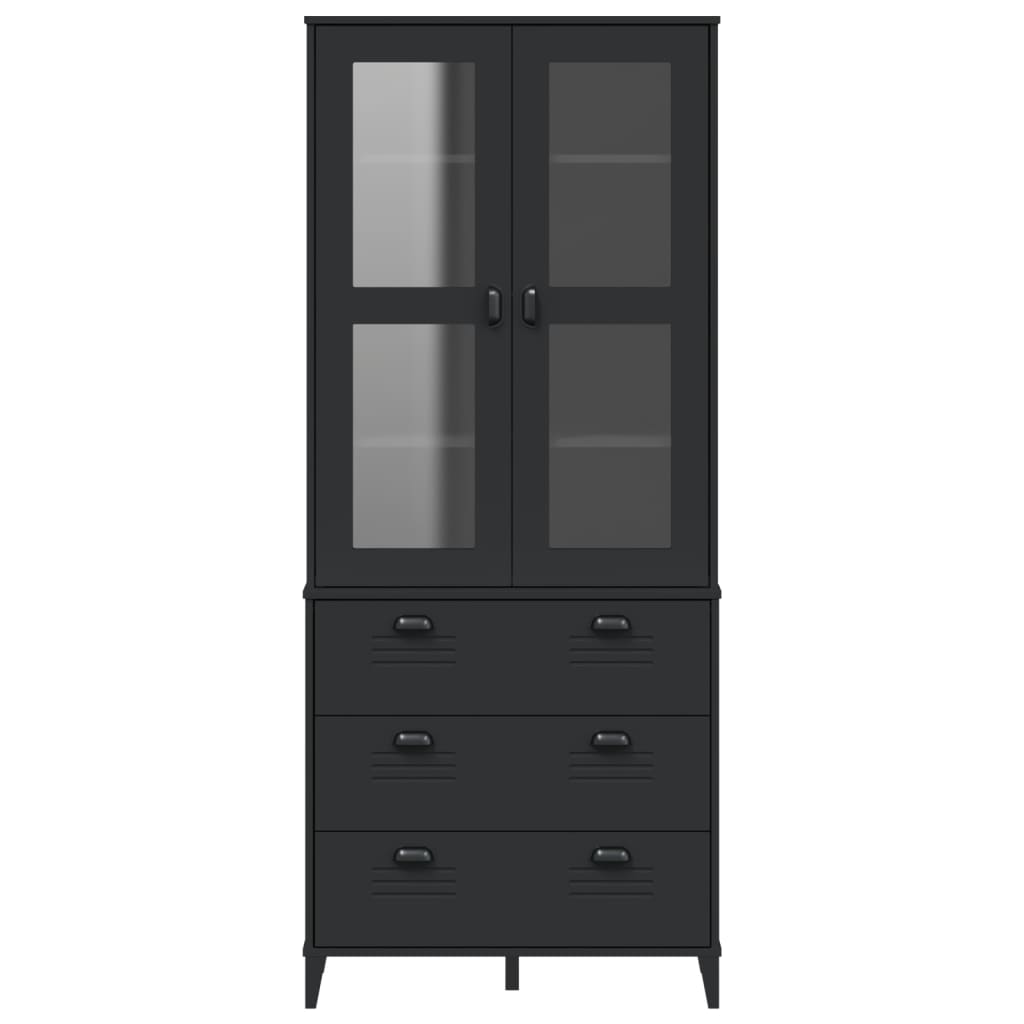 Highboard VIKEN Black Solid Wood Pine