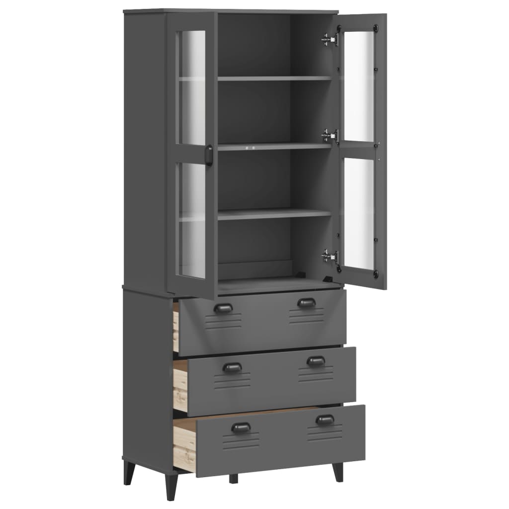 Highboard VIKEN Anthracite  Grey Solid Wood Pine