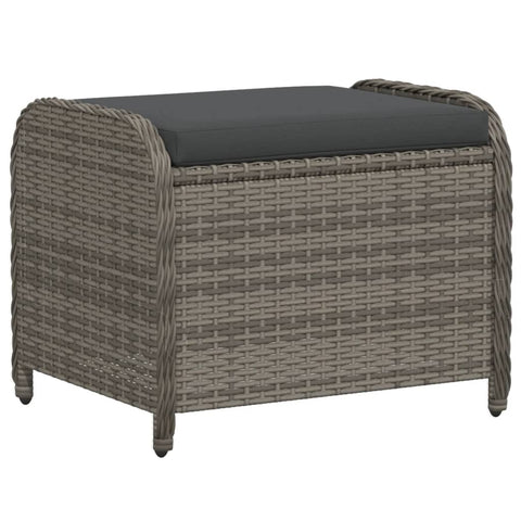 Garden Stool with Cushion Grey Poly Rattan