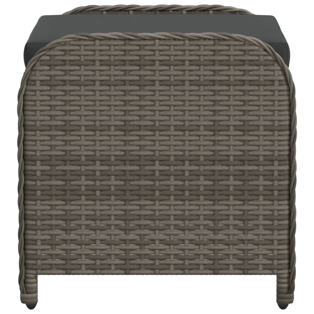 Garden Stool with Cushion Grey Poly Rattan