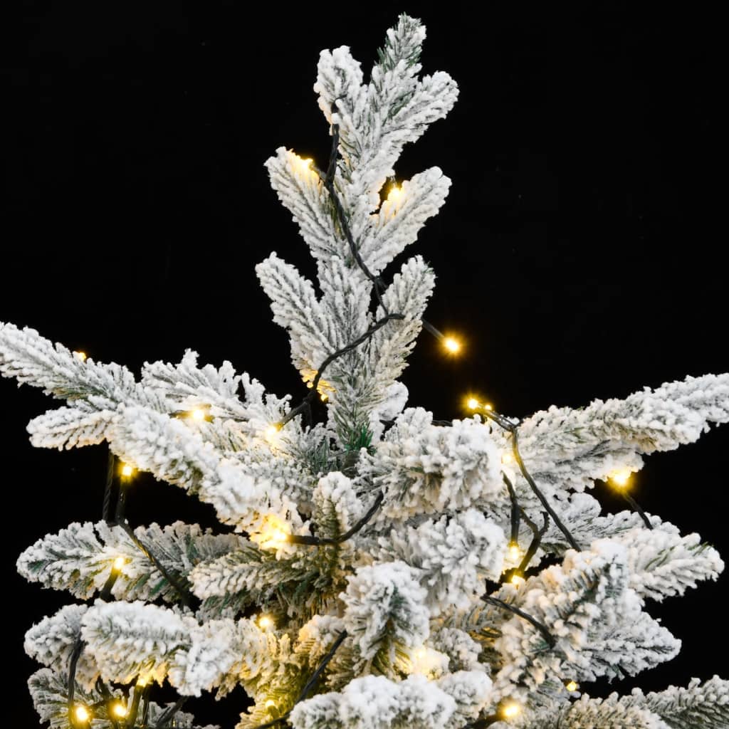 Artificial Hinged Christmas Tree with 150 LEDs and Flocked Snow 120 cm