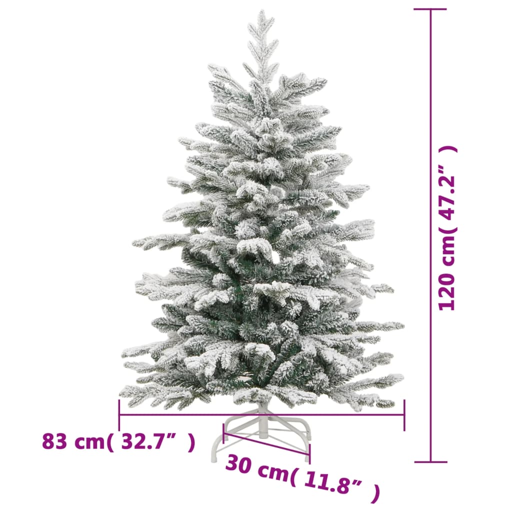 Artificial Hinged Christmas Tree with 150 LEDs and Flocked Snow 120 cm