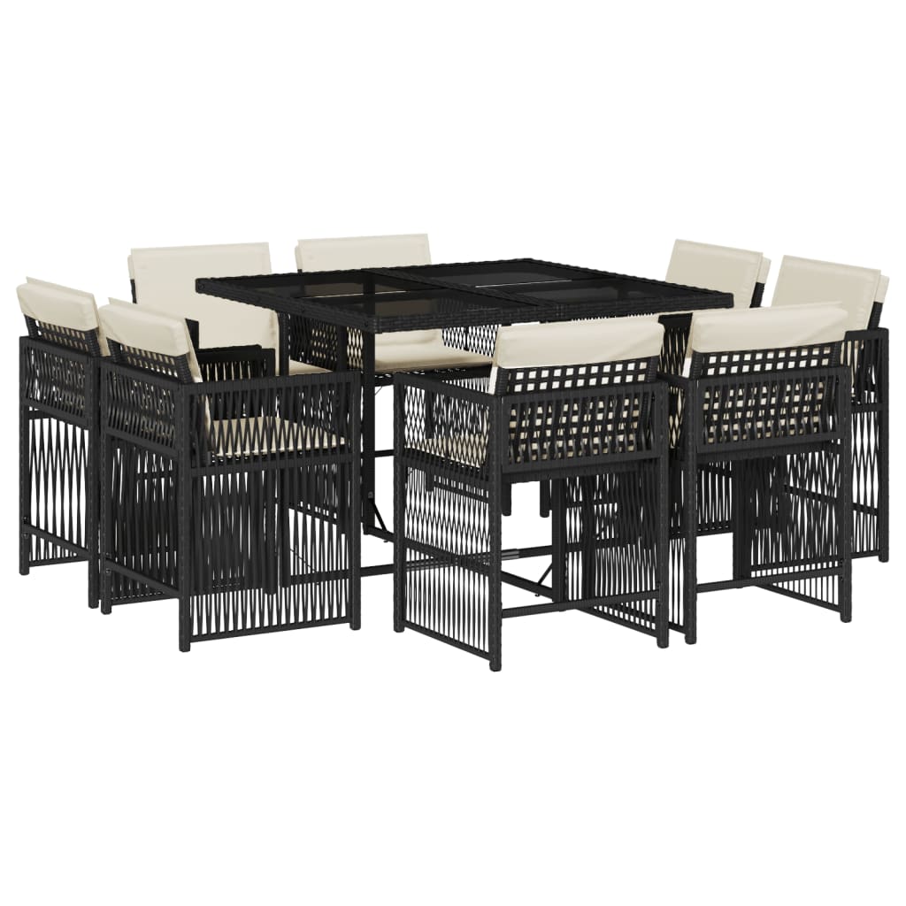 Luxe 9-Piece Poly Rattan Dining Set with Cushions