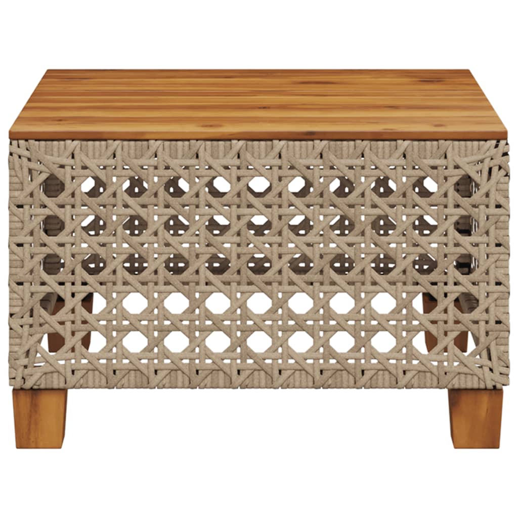 Garden Table Beige Poly Rattan Acacia Wood