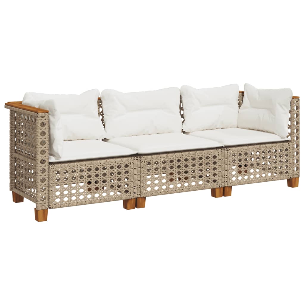 Garden Sofa with Cushions 3-Seater Beige