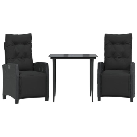 Comfort: 3-Piece Garden Dining Set with Cushions in Black