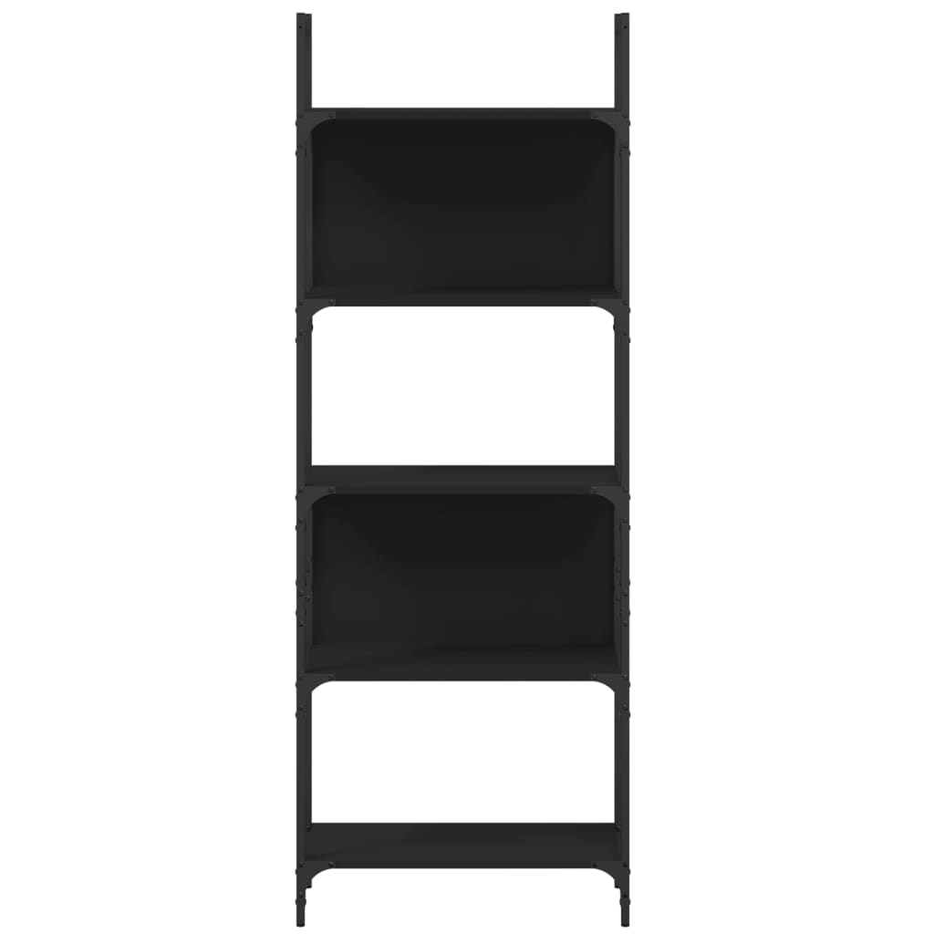 Bookshelf 5-Tier Black Engineered Wood