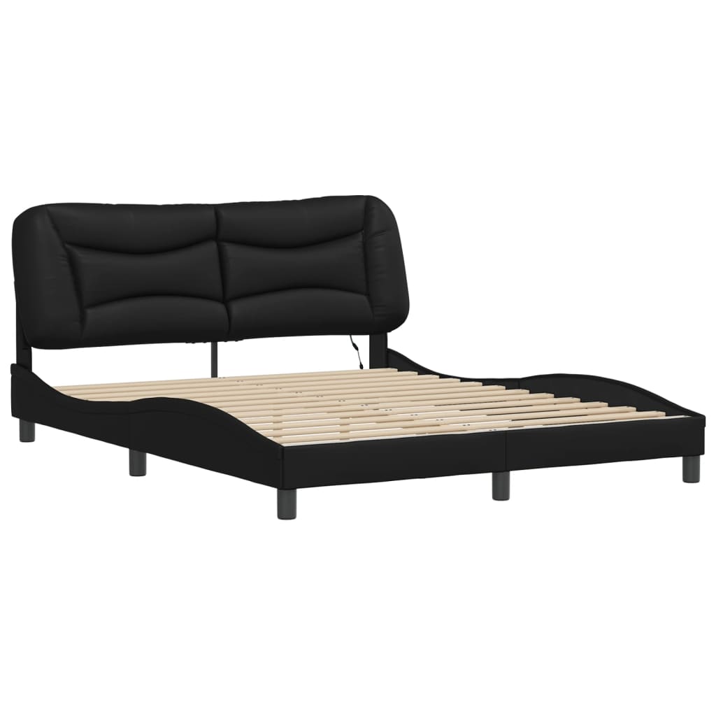 Bed Frame with LED Lights Black Queen Size