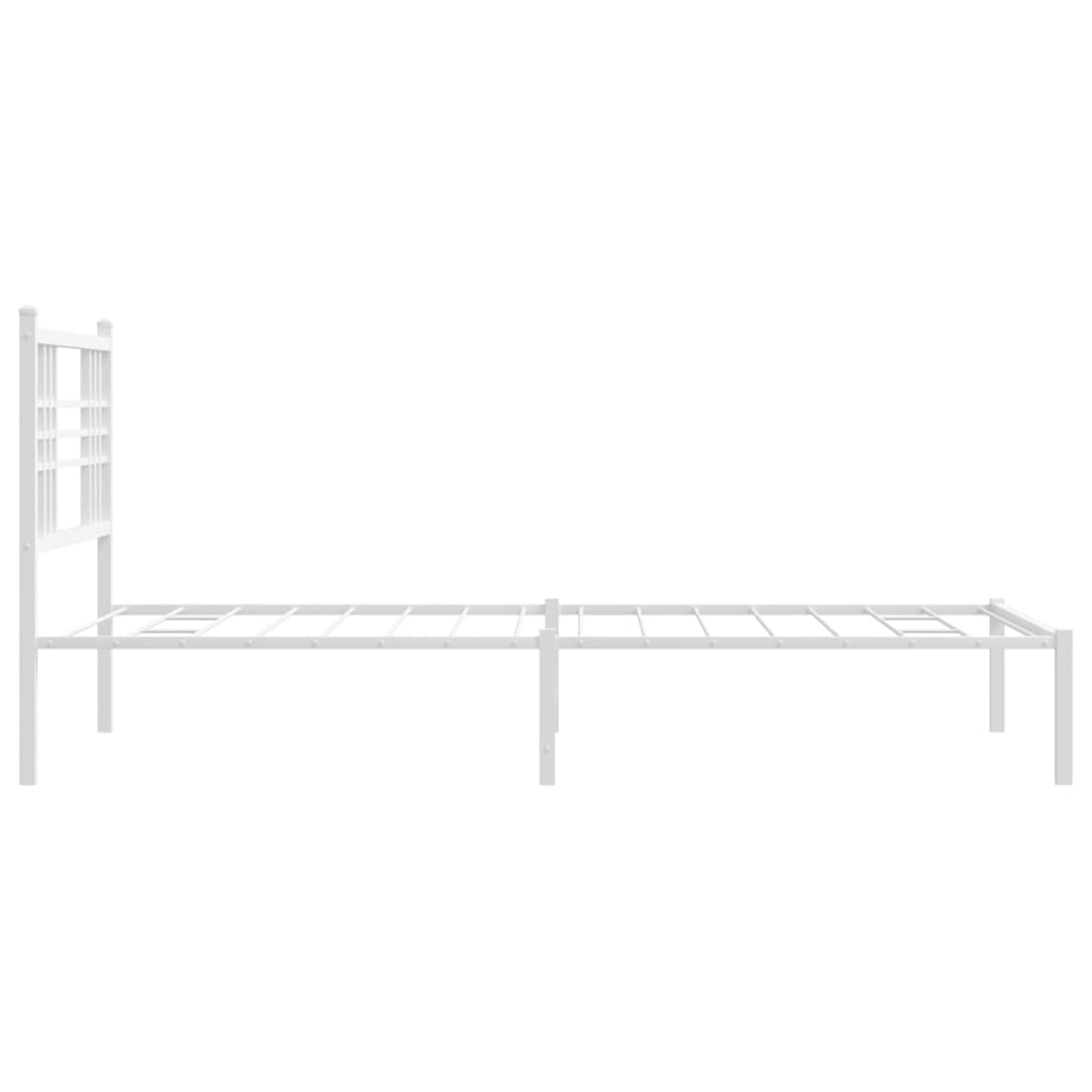 Modern Metal Bed Frame with Headboard White King Single Size