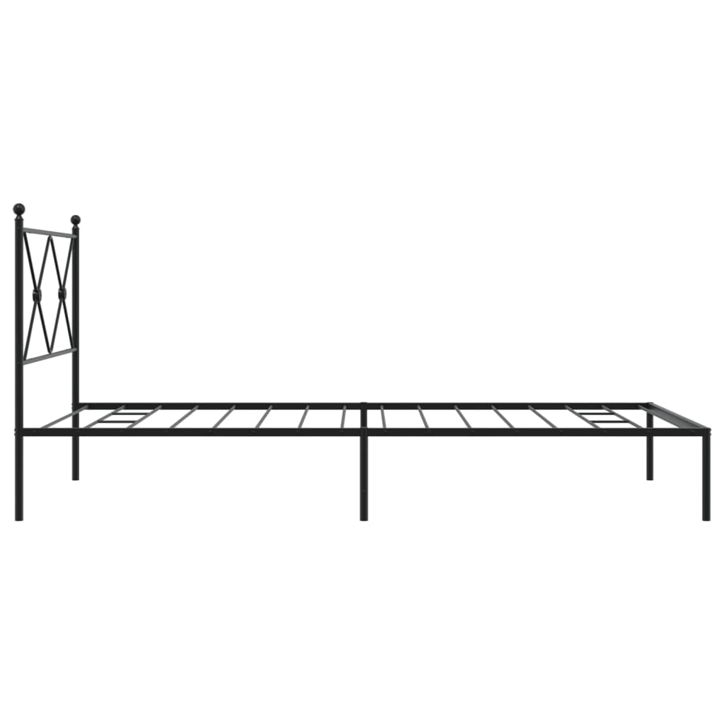 Metal Bed Frame with Headboard Black King Single Size