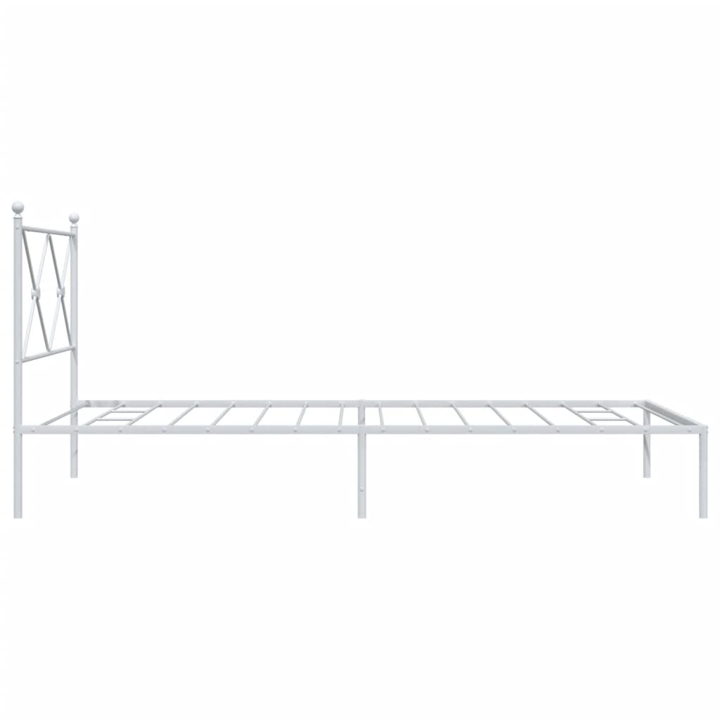 Metal Bed Frame with Headboard White - King Single Size