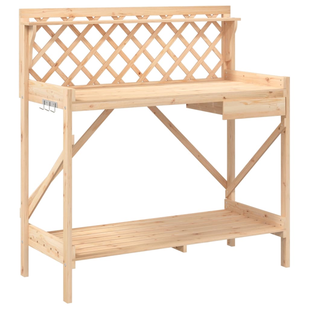 Potting Bench with Trellis Solid Wood Fir