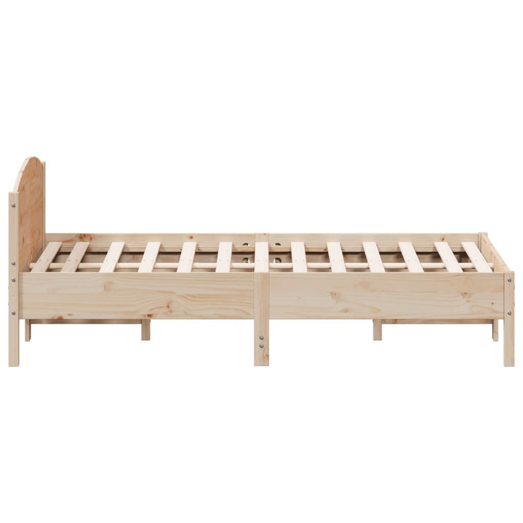 Bed Frame with Headboard-Solid Wood Pine Double Size