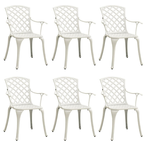 Garden Chairs 6 pcs Cast Aluminium White