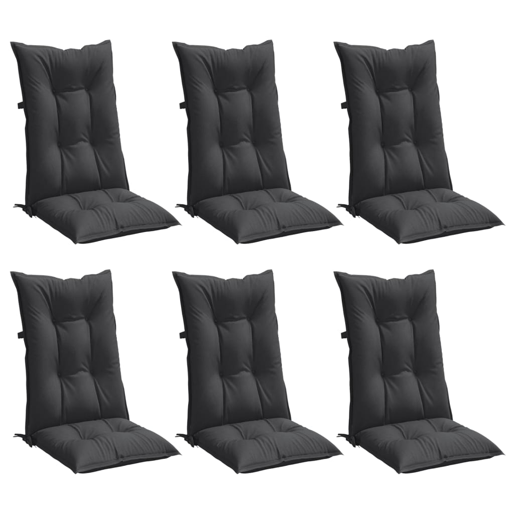 Highback Chair Cushions 6 pcs Melange Anthracite Fabric