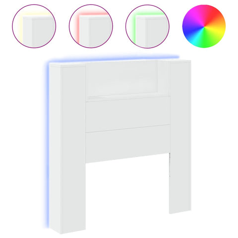 Headboard Cabinet with LED White