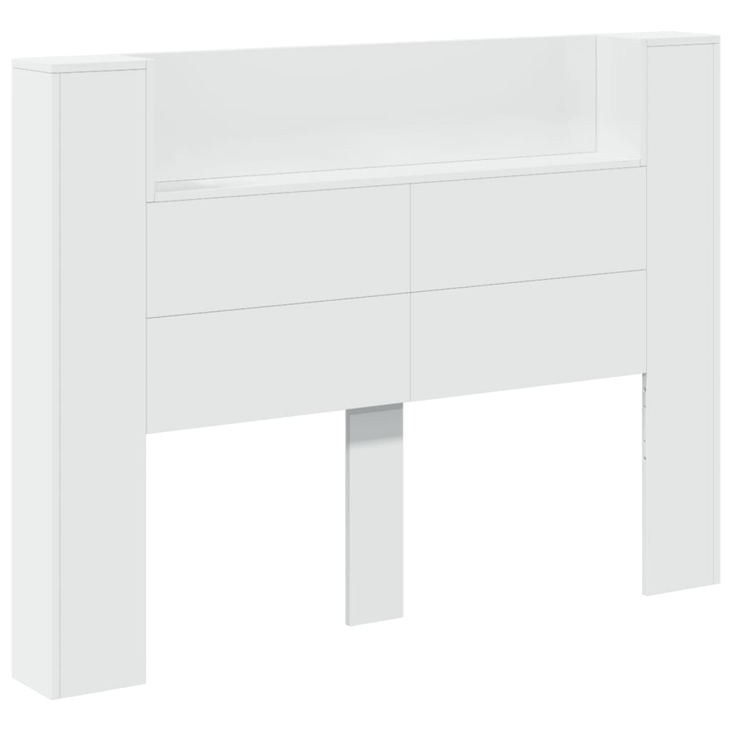 Headboard Cabinet with LED - White