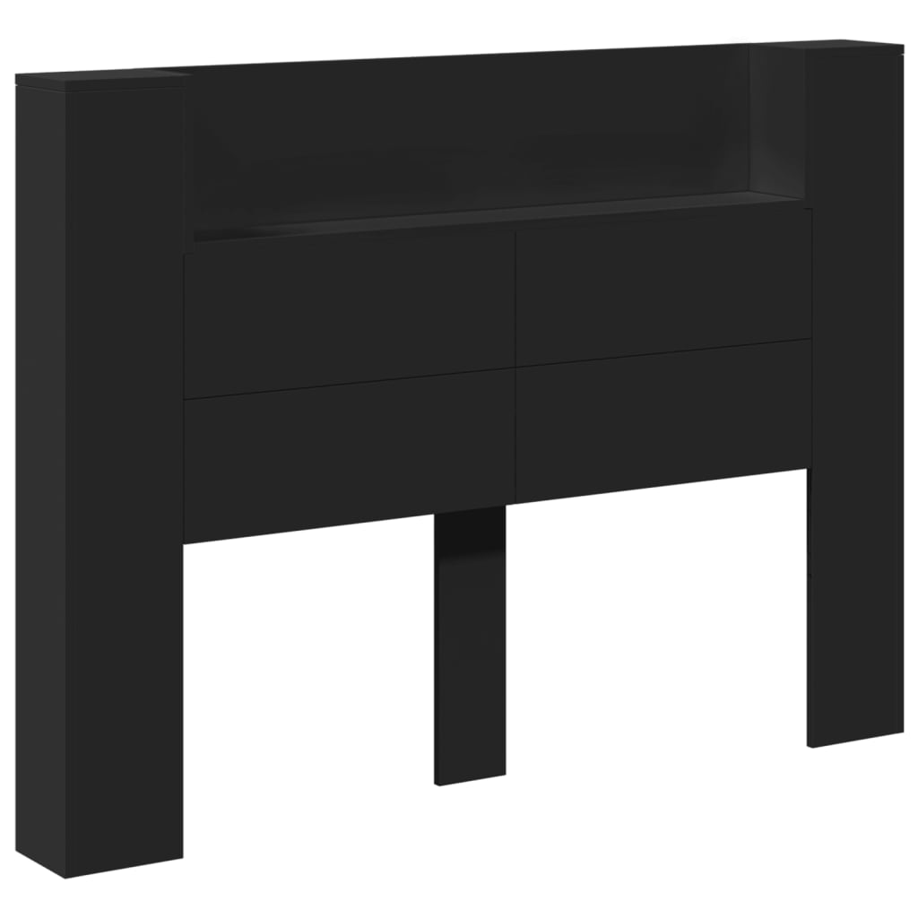 Headboard Cabinet with LED Black