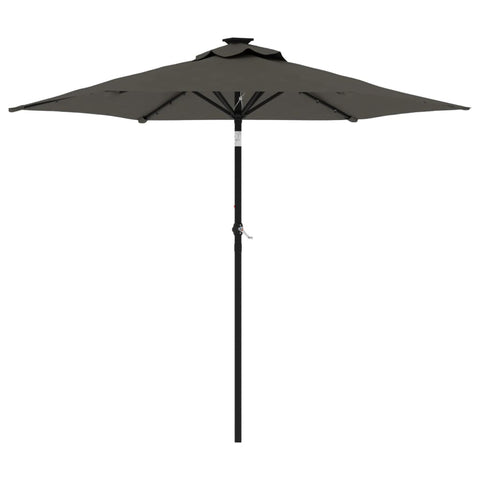 Garden Parasol with LEDs and Steel Pole Anthracite