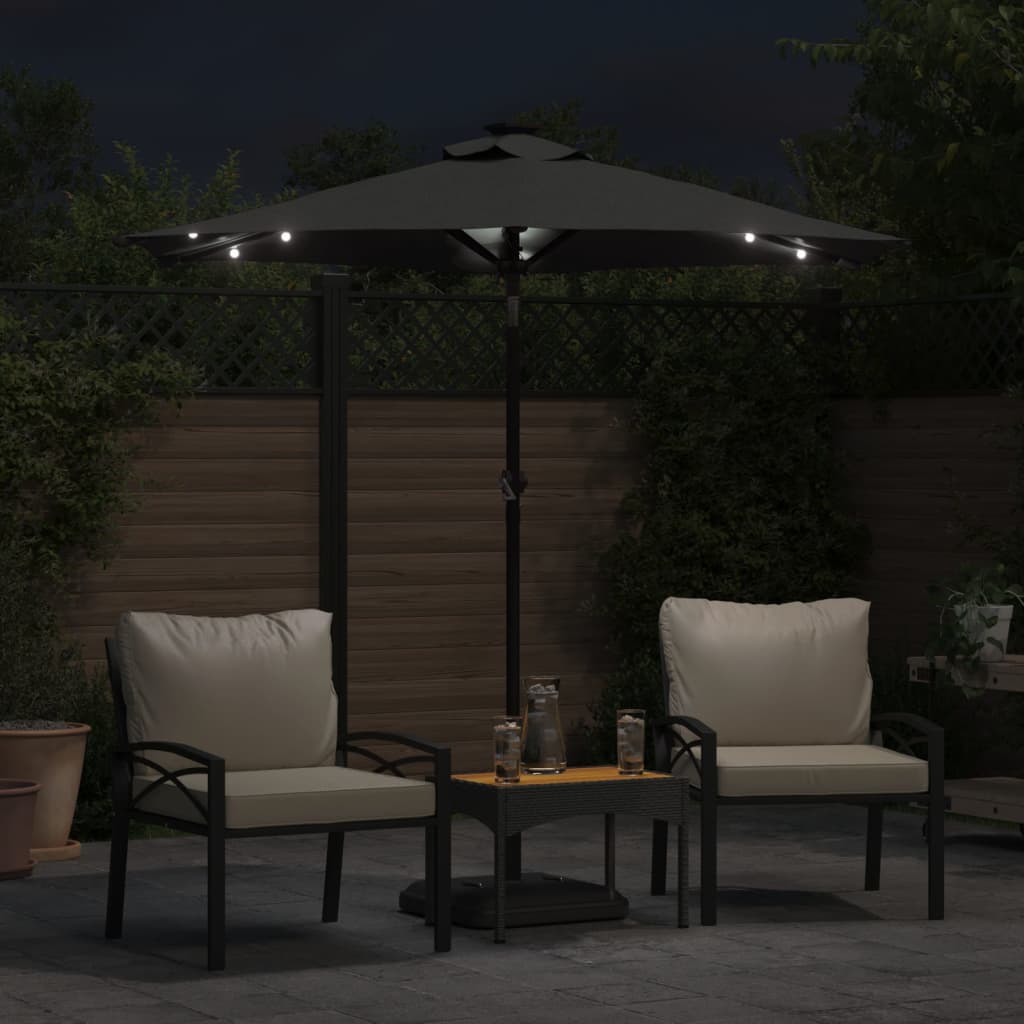 Garden Parasol with LEDs and Steel Pole Anthracite