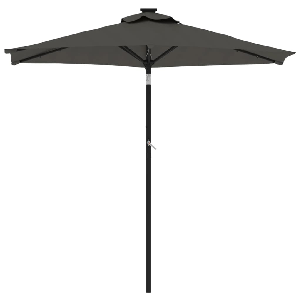 Garden Parasol with LEDs and Steel Pole Anthracite