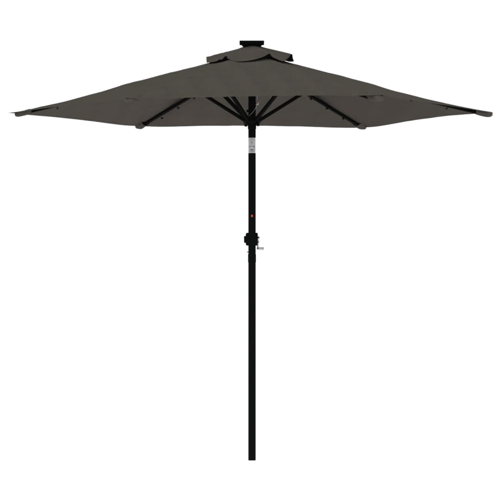 Garden Parasol with LEDs and Steel Pole Anthracite