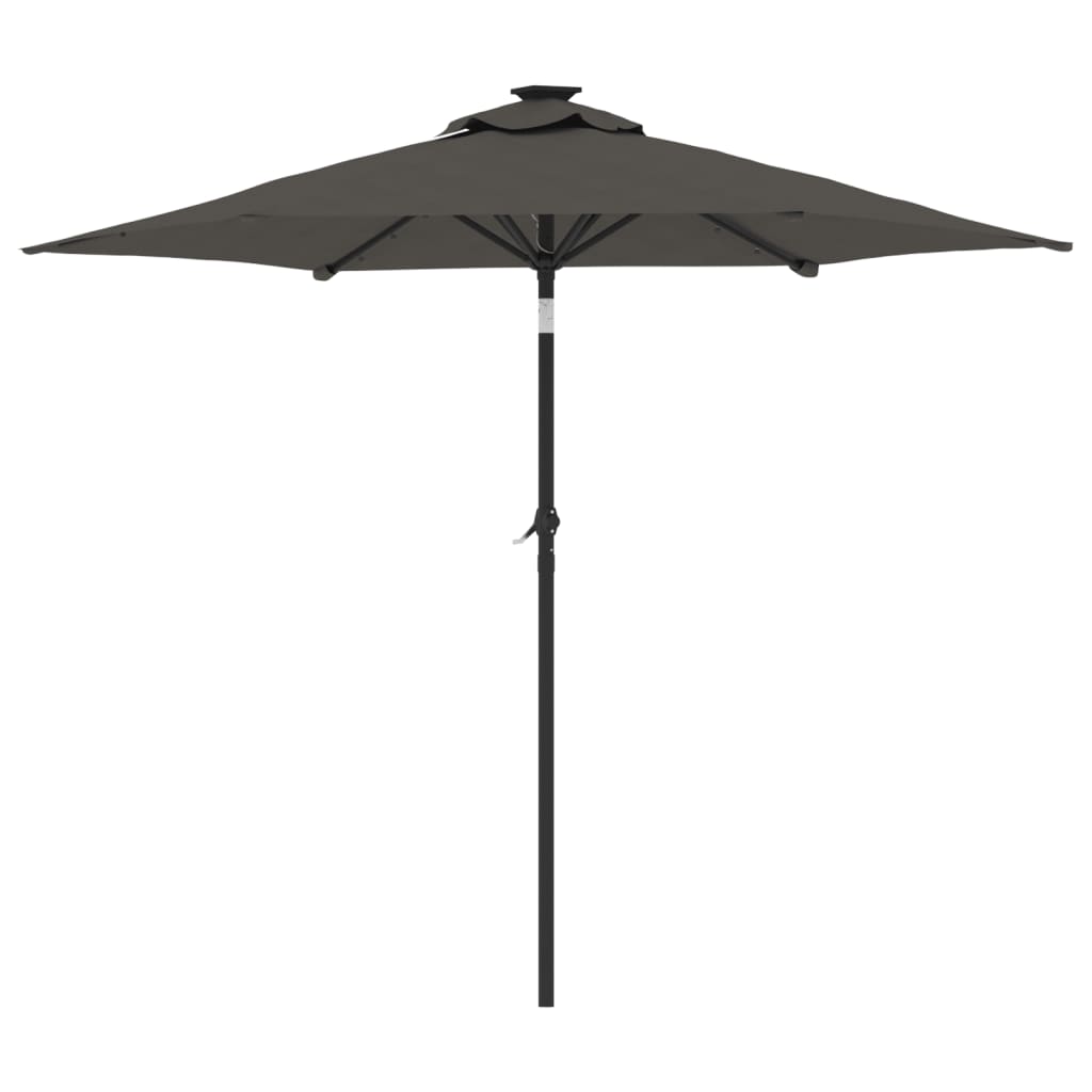 Garden Parasol with LEDs and Steel Pole Anthracite