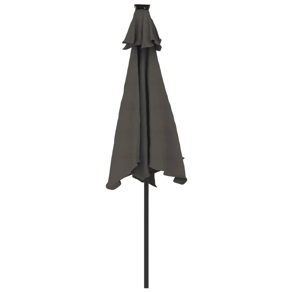 Garden Parasol with LEDs and Steel Pole Anthracite