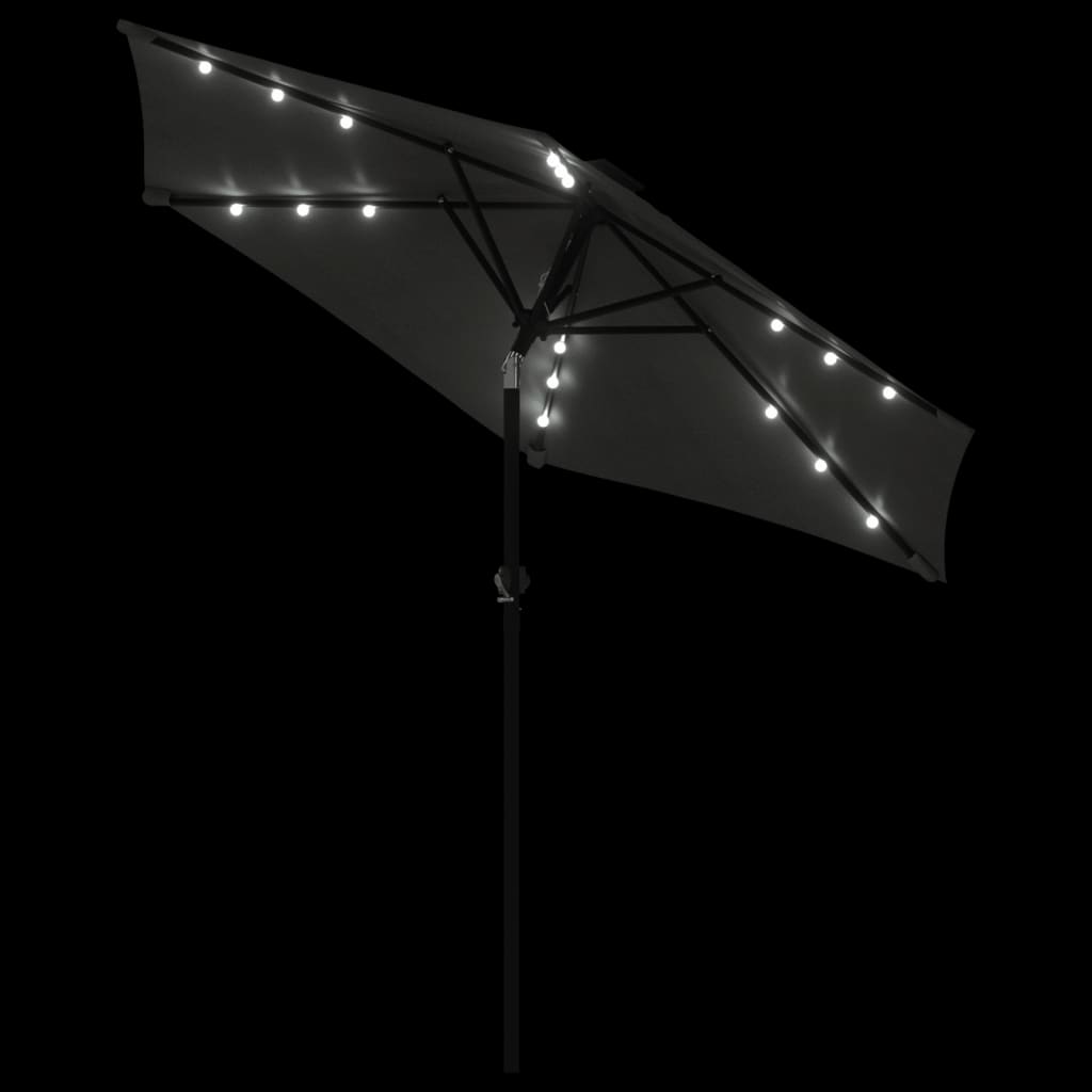 Garden Parasol with LEDs and Steel Pole Anthracite