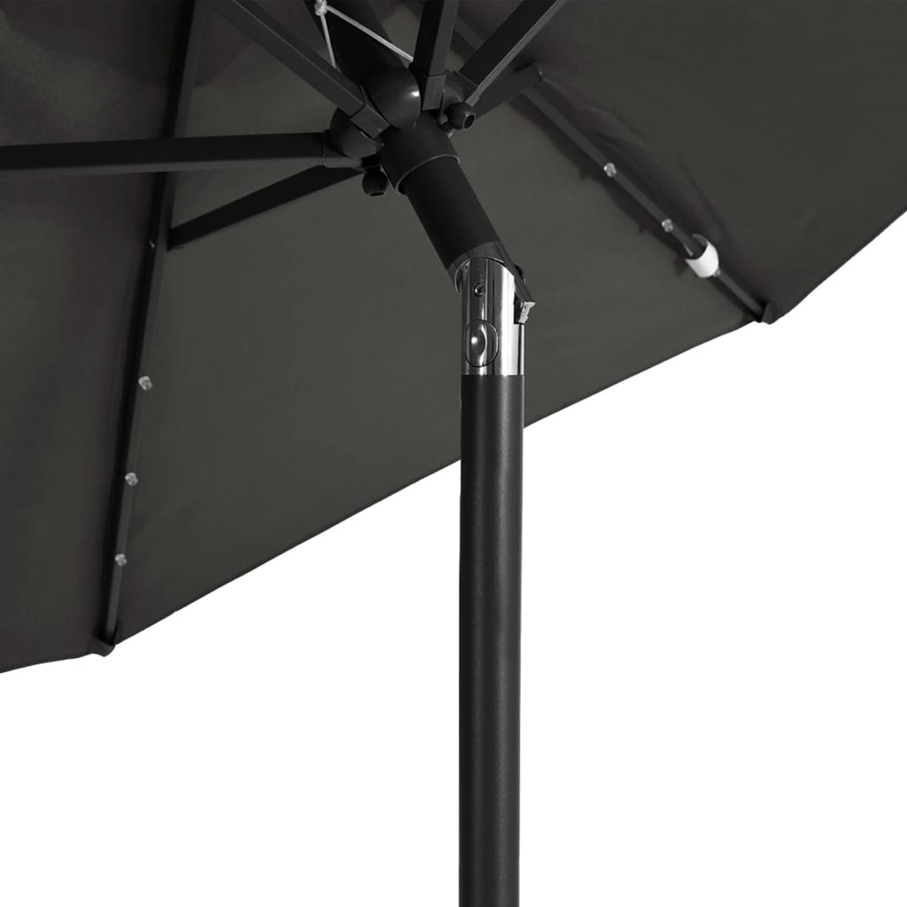 Garden Parasol with LEDs and Steel Pole Anthracite