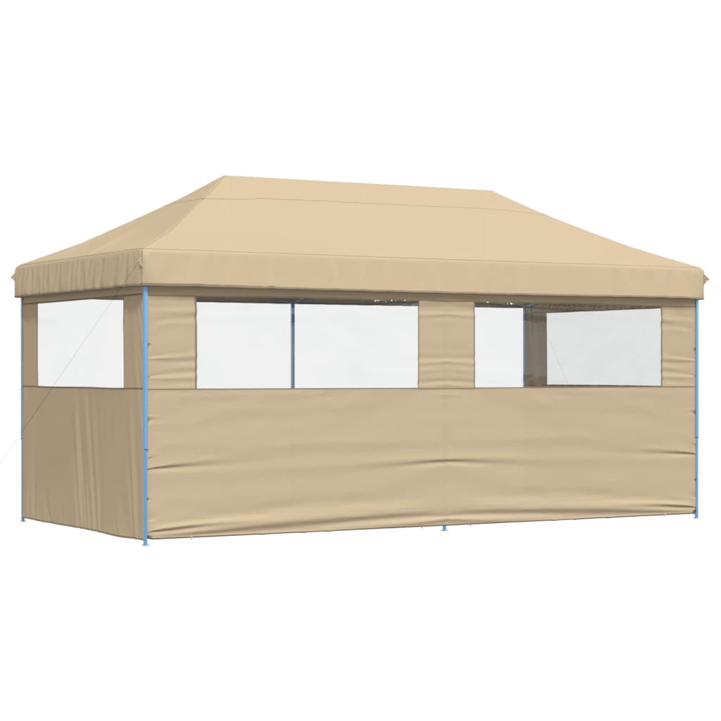 Foldable Party Tent Pop-Up with 3 Sidewalls Beige