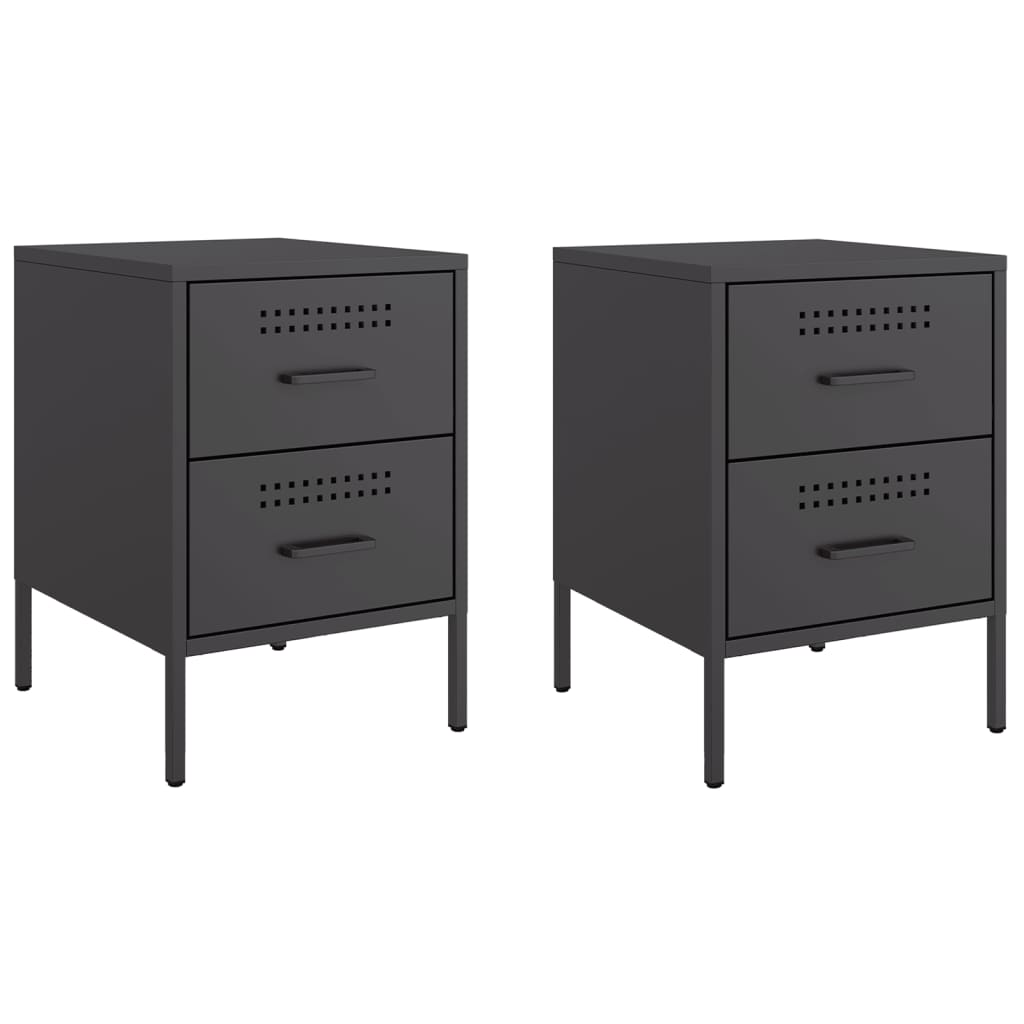 Bedside Cabinets 2 pcs Black Steel