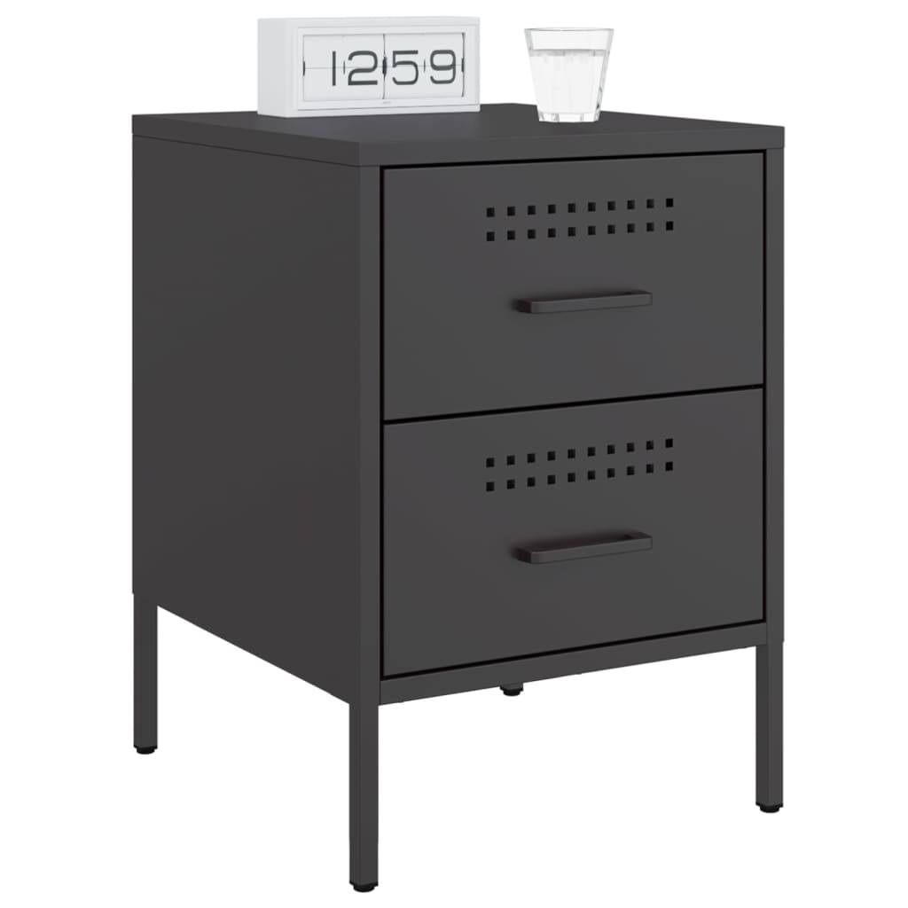 Bedside Cabinets 2 pcs Black Steel